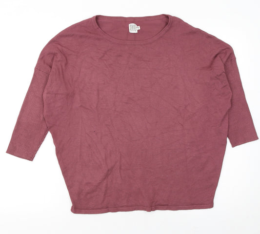 Saint Tropez Women’s Purple Crew Neck 3/4 Sleeve Relaxed Jumper M