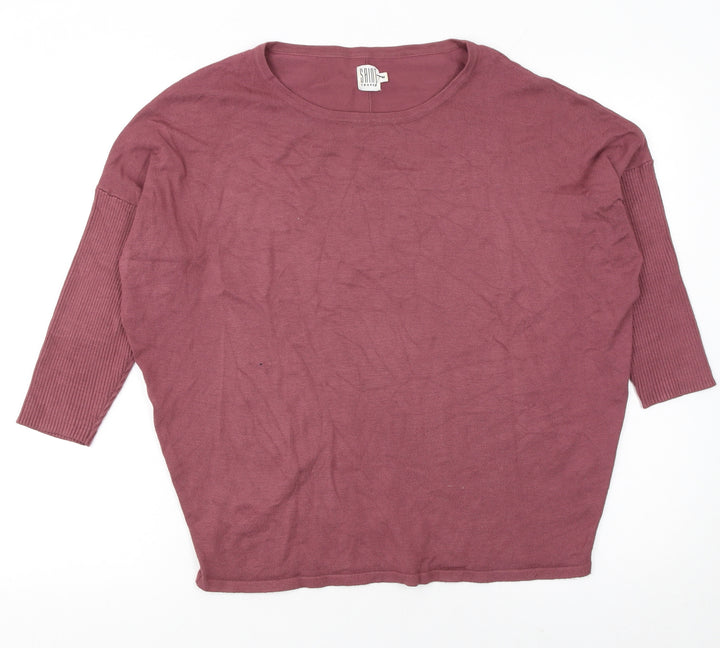 Saint Tropez Women’s Purple Crew Neck 3/4 Sleeve Relaxed Jumper M