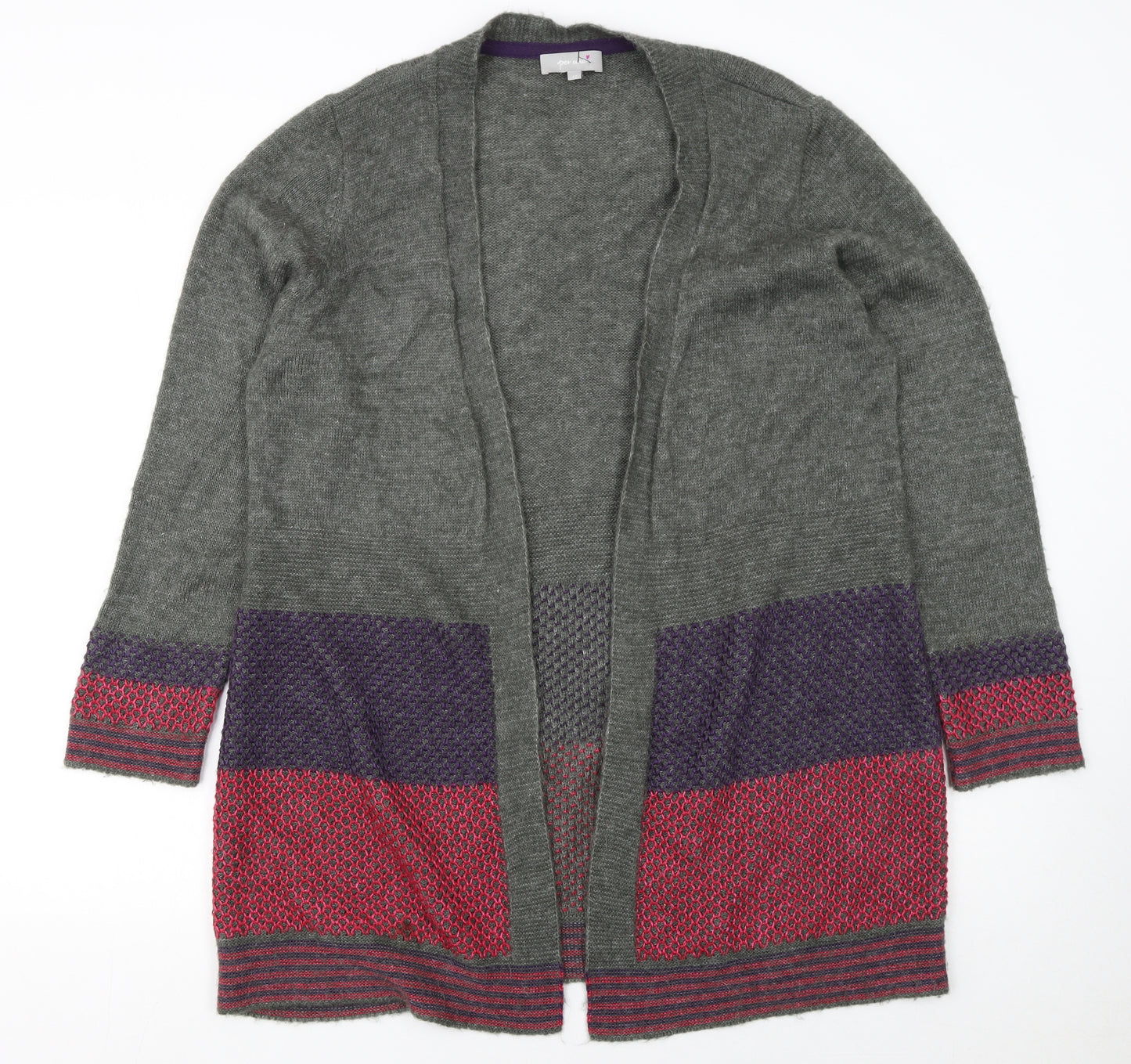 Marks and Spencer Per Una Womens Grey Cardigan Size 22 Mohair Blend Open Front