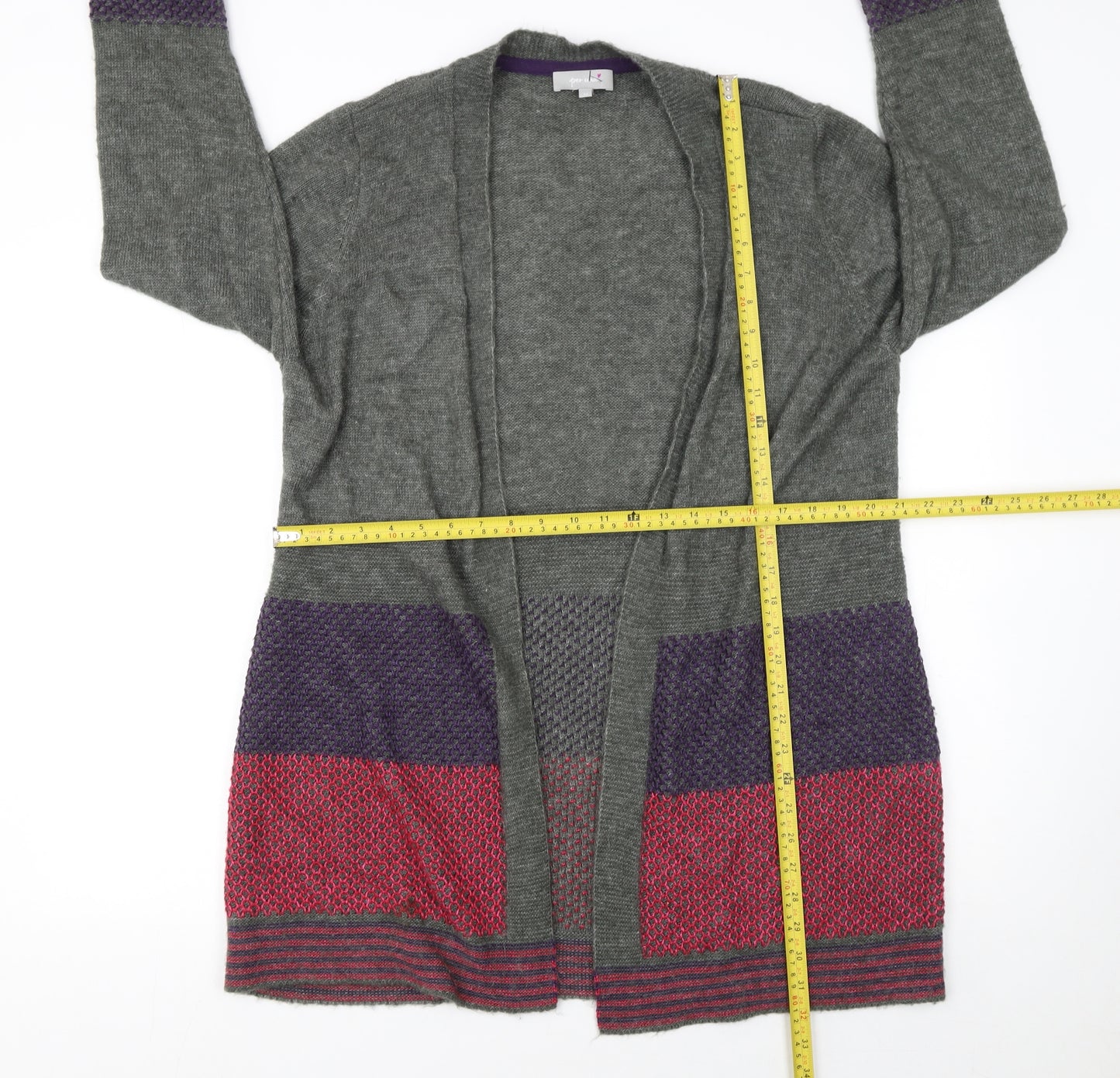 Marks and Spencer Per Una Womens Grey Cardigan Size 22 Mohair Blend Open Front