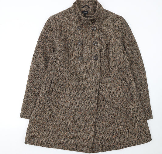 Next Women’s Brown Herringbone Tweed Pea Coat Size 20 Wool Blend