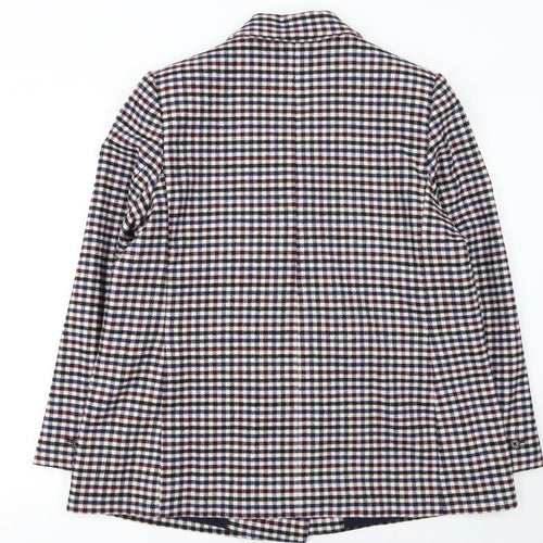 Marks and Spencer Women's Multicoloured Check Double-Breasted Tweed Blazer Size 18