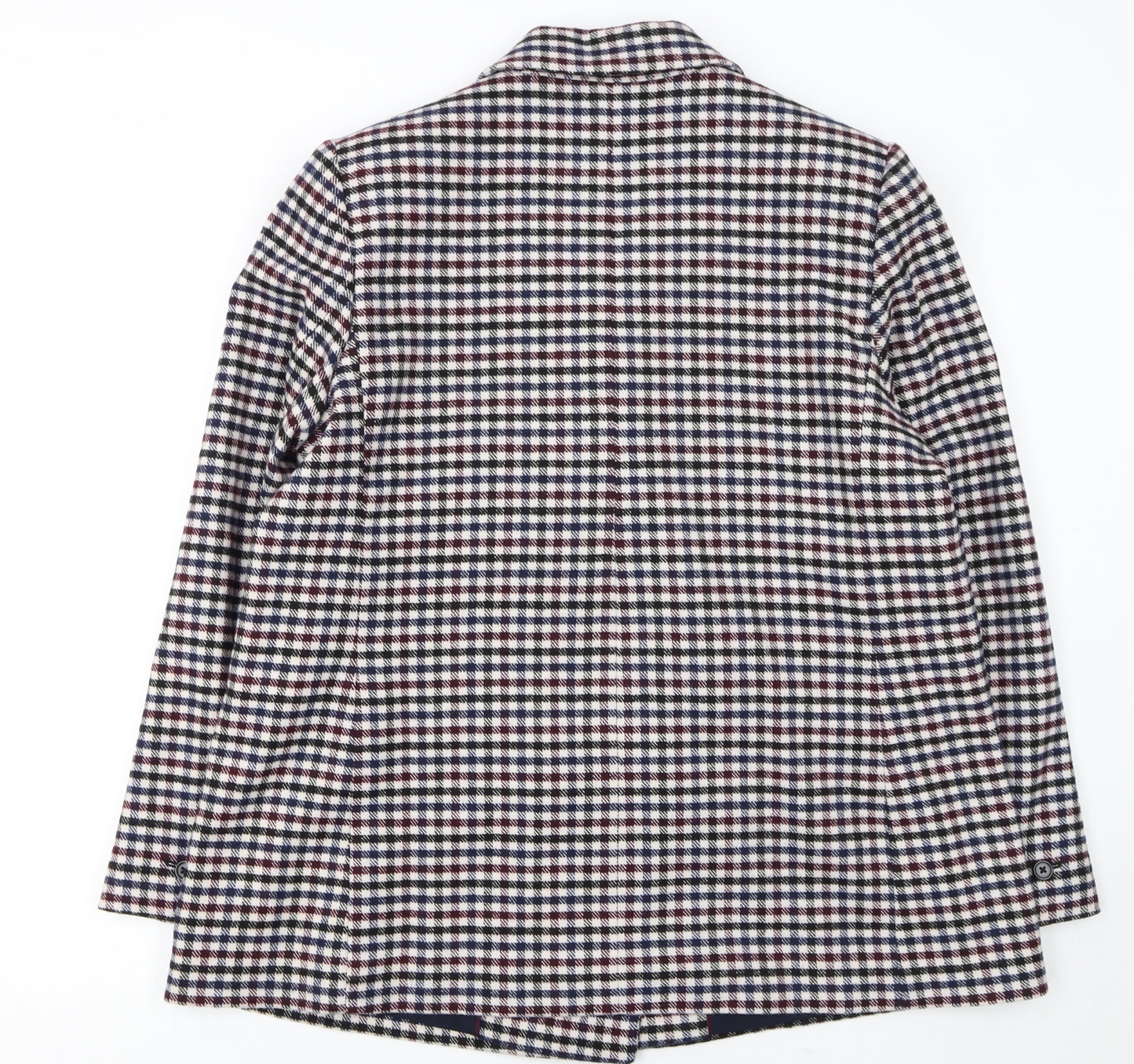 Marks and Spencer Women's Multicoloured Check Double-Breasted Tweed Blazer Size 18