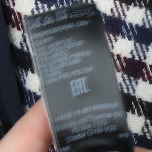 Marks and Spencer Women's Multicoloured Check Double-Breasted Tweed Blazer Size 18