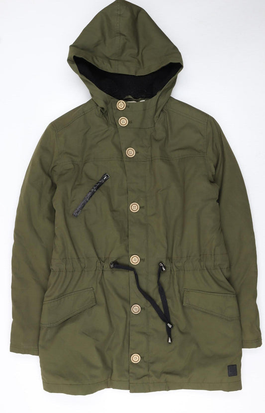 Anerkjendt Women Green Hooded Parka Jacket Size L