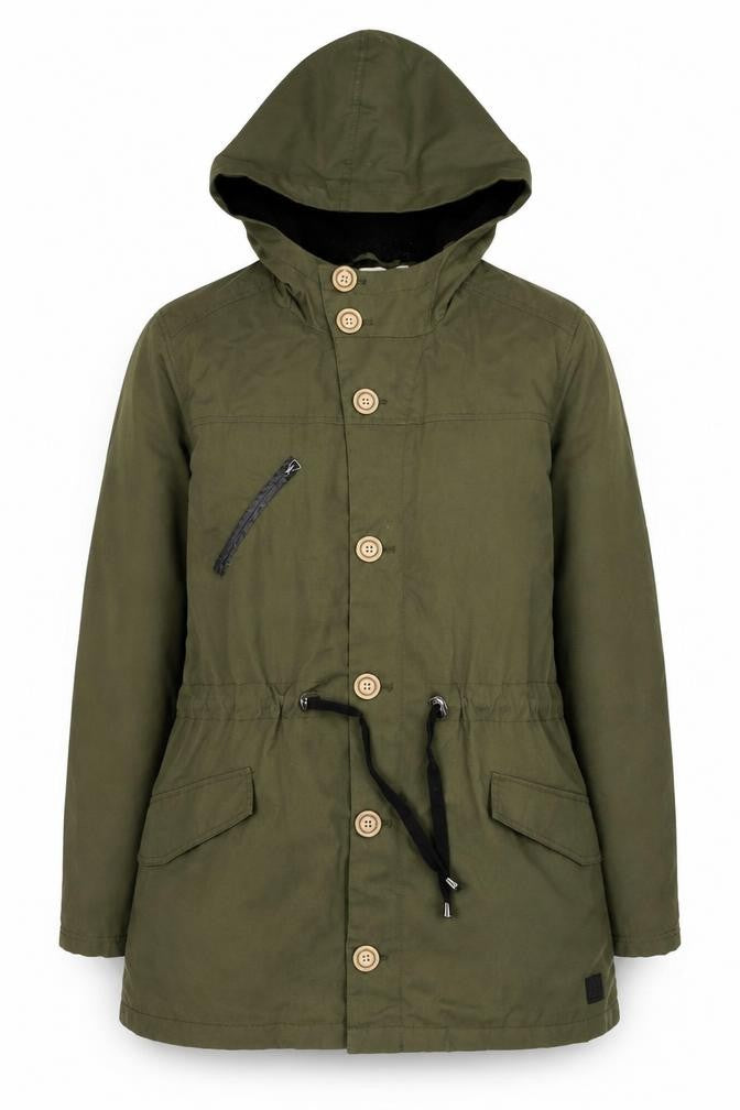 Anerkjendt Women Green Hooded Parka Jacket Size L