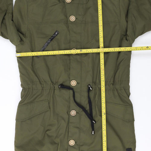Anerkjendt Women Green Hooded Parka Jacket Size L