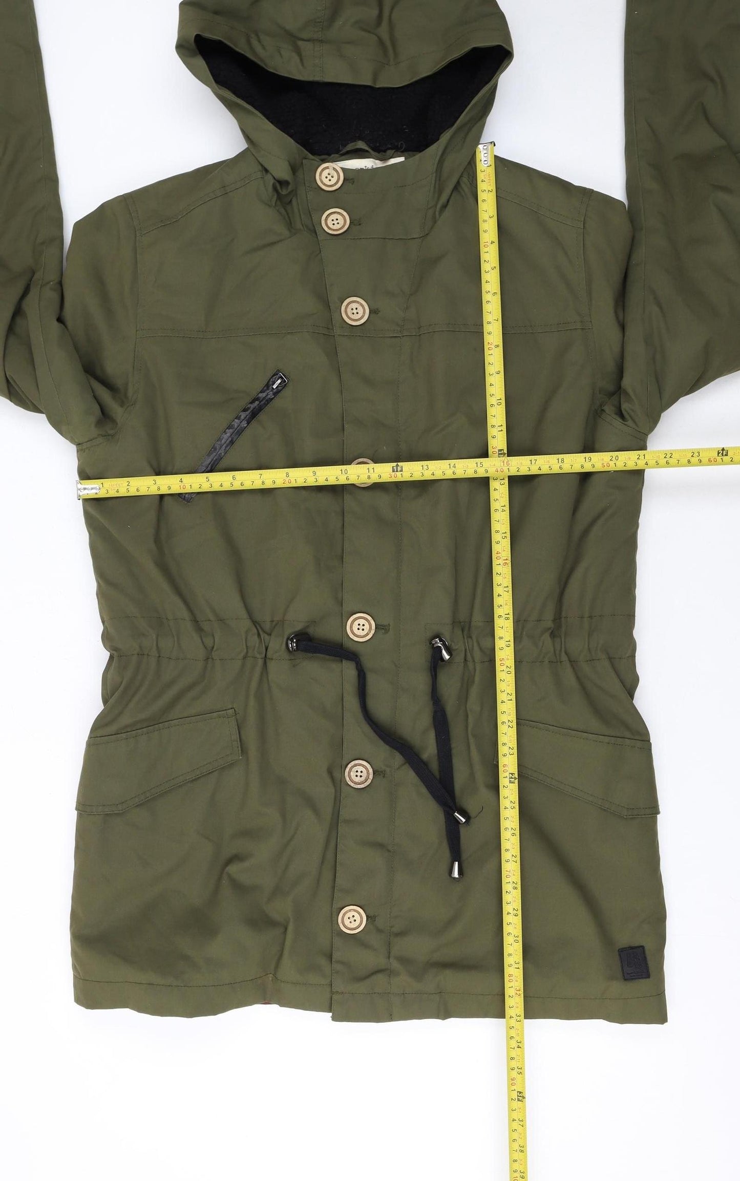 Anerkjendt Women Green Hooded Parka Jacket Size L