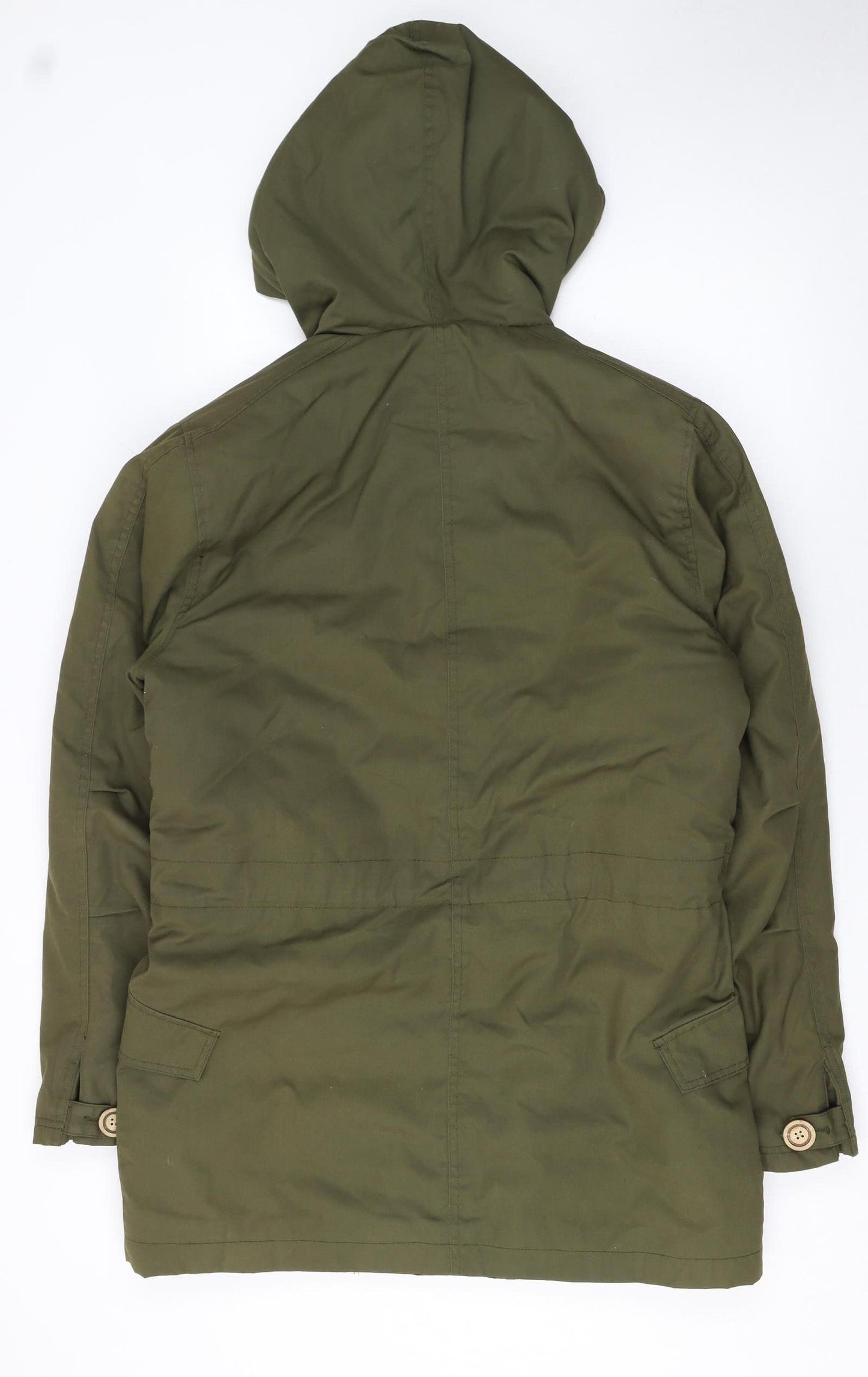 Anerkjendt Women Green Hooded Parka Jacket Size L
