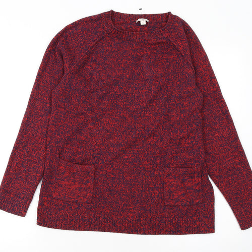 Gap Women Red Crew Neck Long Sleeve Knit Pullover Jumper Size S
