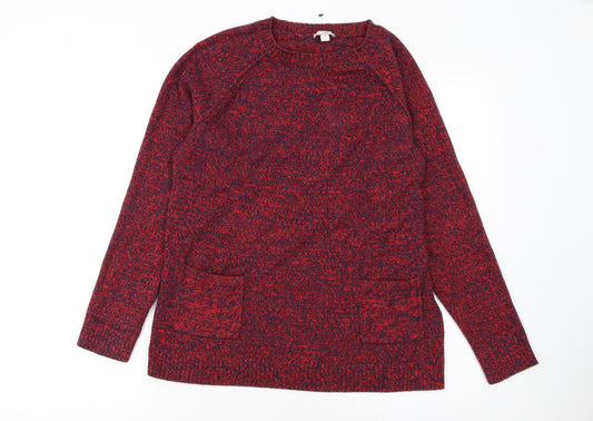 Gap Women Red Crew Neck Long Sleeve Knit Pullover Jumper Size S