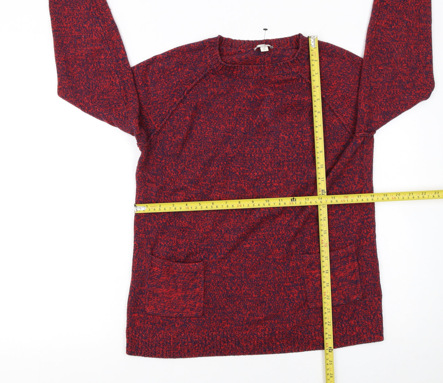 Gap Women Red Crew Neck Long Sleeve Knit Pullover Jumper Size S