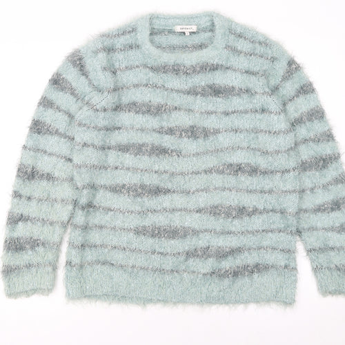 Sandwich Womens Blue Striped Chunky Knit Pullover Jumper Size L