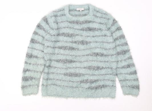 Sandwich Womens Blue Striped Chunky Knit Pullover Jumper Size L