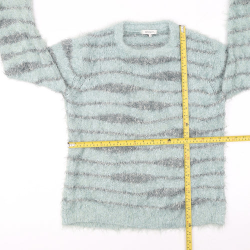 Sandwich Womens Blue Striped Chunky Knit Pullover Jumper Size L
