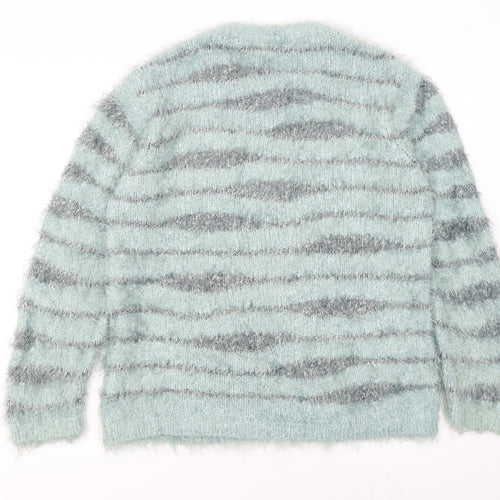 Sandwich Womens Blue Striped Chunky Knit Pullover Jumper Size L