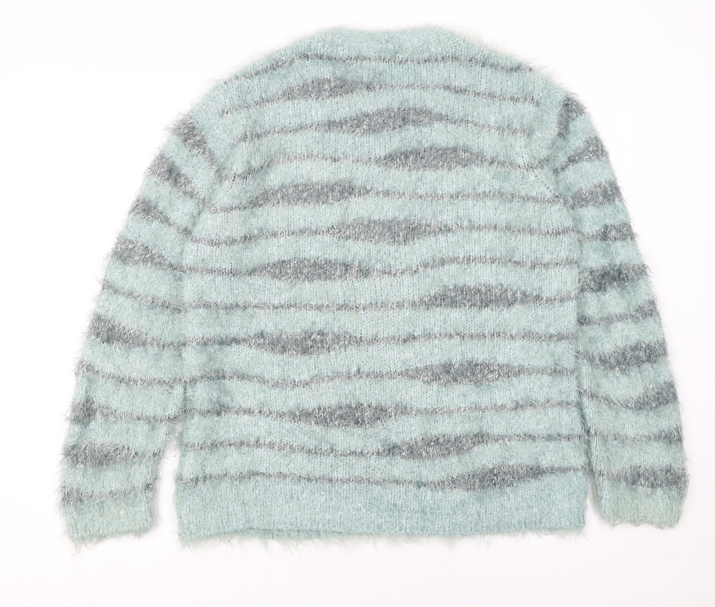 Sandwich Womens Blue Striped Chunky Knit Pullover Jumper Size L