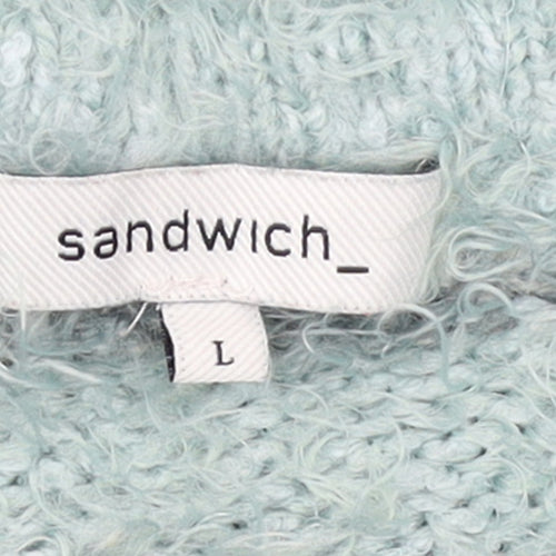 Sandwich Womens Blue Striped Chunky Knit Pullover Jumper Size L