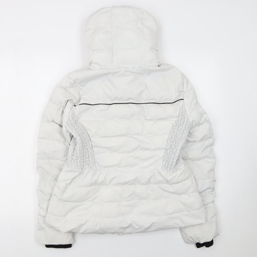Superdry Womens White Puffer Jacket Hooded Size 14 Winter Coat
