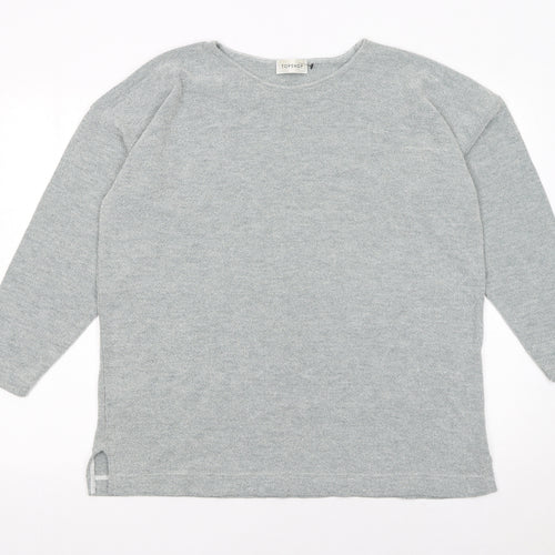 Topshop Womens Grey Knit Long Sleeve Pullover Jumper One Size