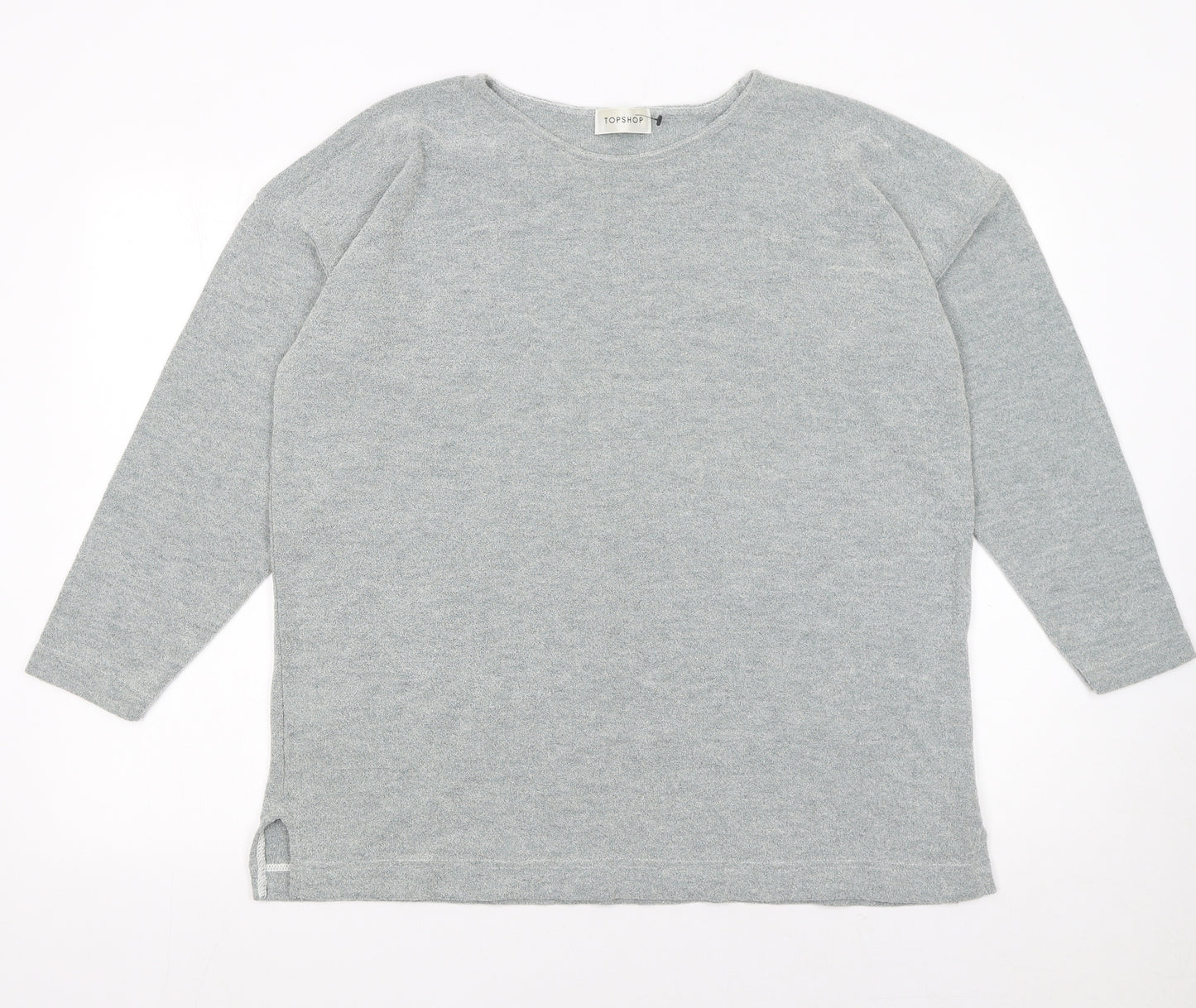 Topshop Womens Grey Knit Long Sleeve Pullover Jumper One Size