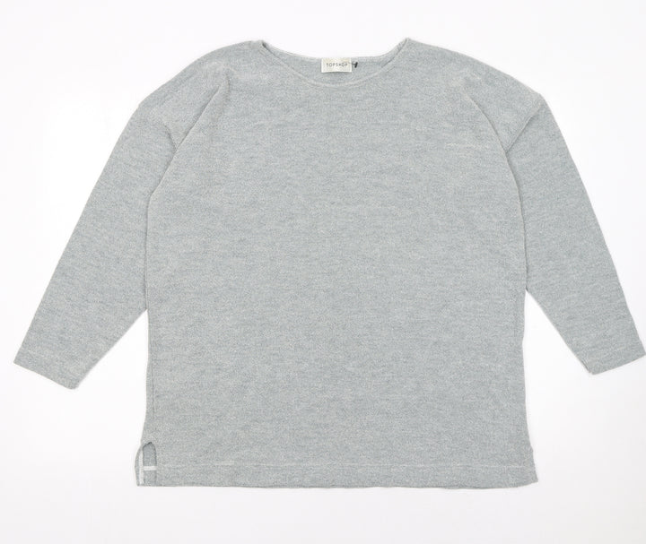 Topshop Womens Grey Knit Long Sleeve Pullover Jumper One Size