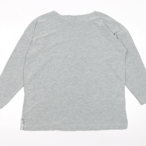 Topshop Womens Grey Knit Long Sleeve Pullover Jumper One Size