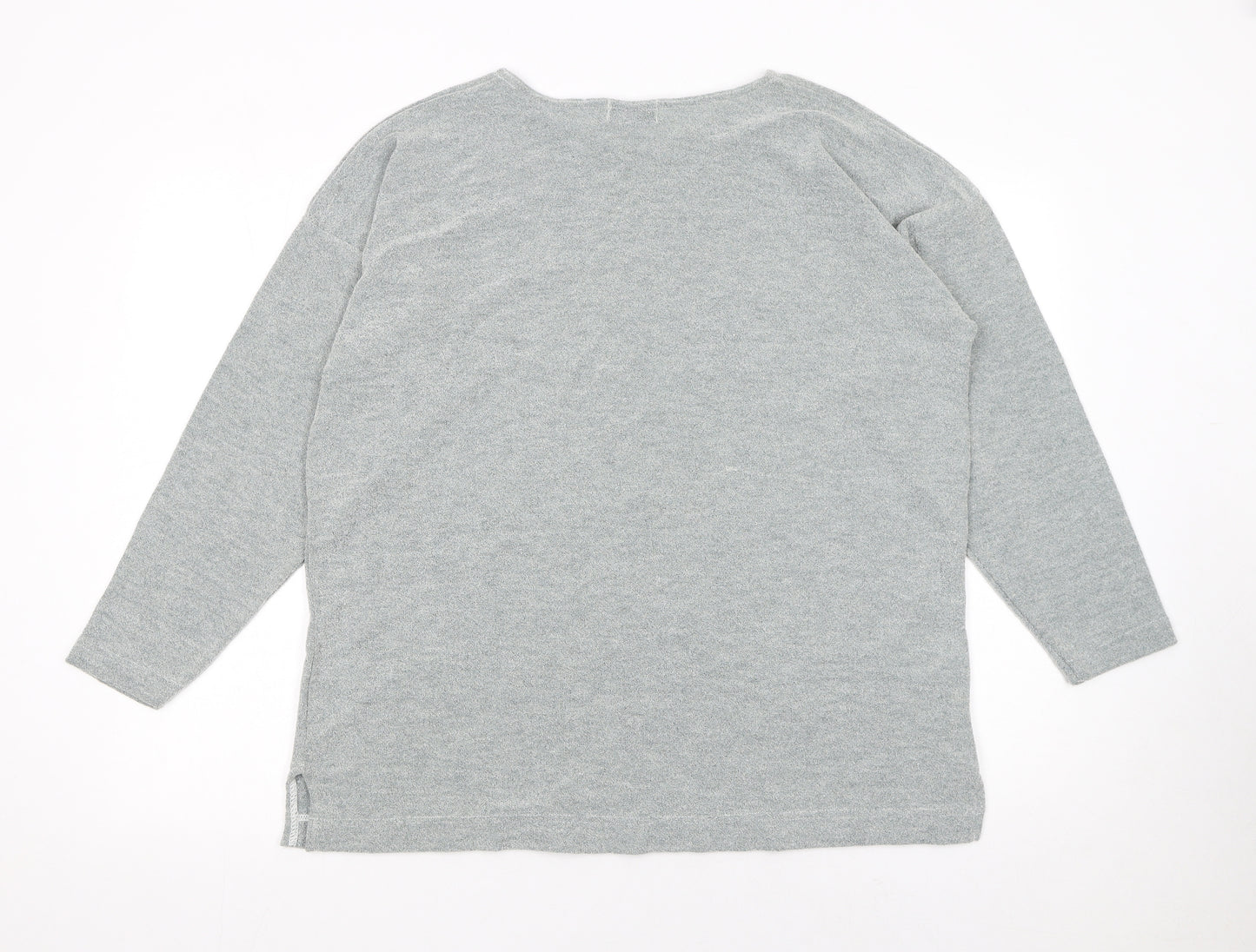 Topshop Womens Grey Knit Long Sleeve Pullover Jumper One Size