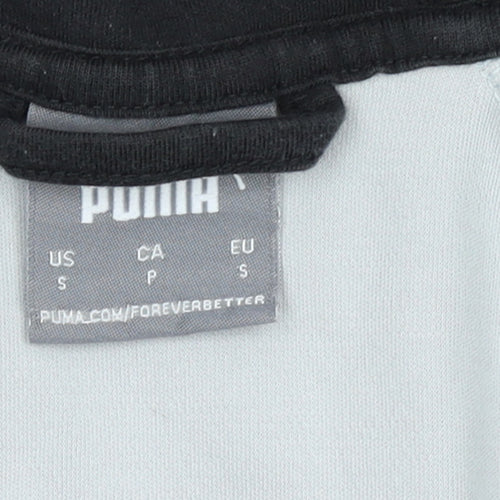 Puma Men's Grey & Black Full Zip Hooded Sports Hoodie Size S