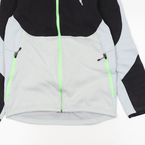 Puma Men's Grey & Black Full Zip Hooded Sports Hoodie Size S
