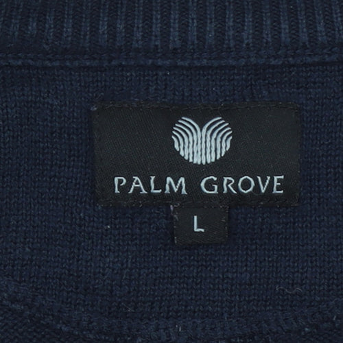 Palm Grove Men's Blue Argyle V-Neck Cotton Acrylic Jumper L