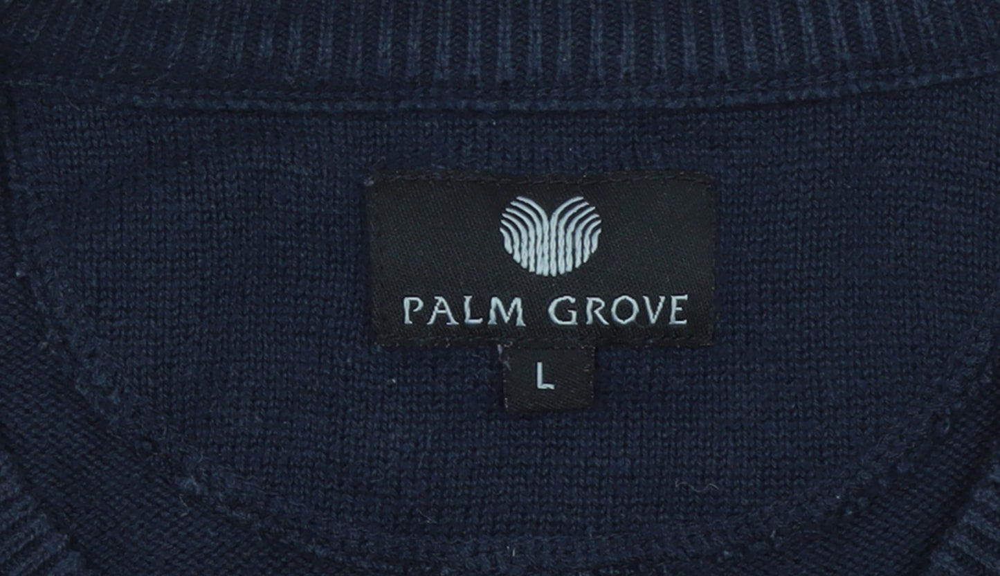 Palm Grove Men's Blue Argyle V-Neck Cotton Acrylic Jumper L