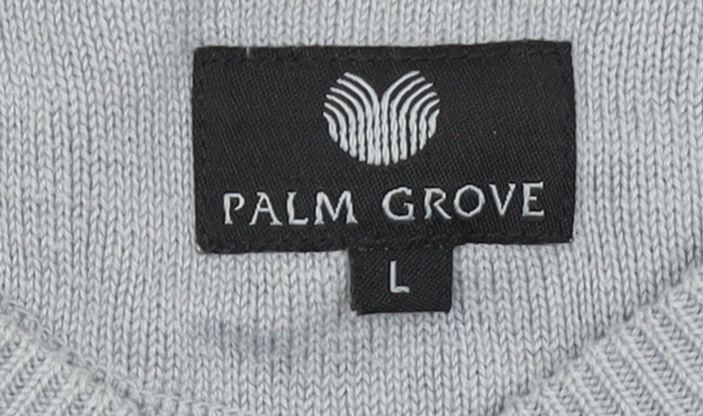 Palm Grove Men's Grey Argyle V-Neck Cotton Blend Pullover Jumper L