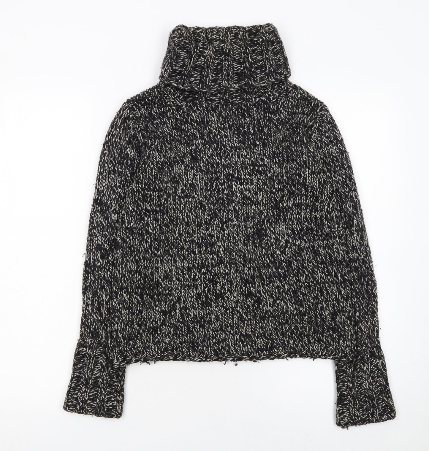 GAP Women’s Black Wool Blend Chunky Roll Neck Jumper Size S