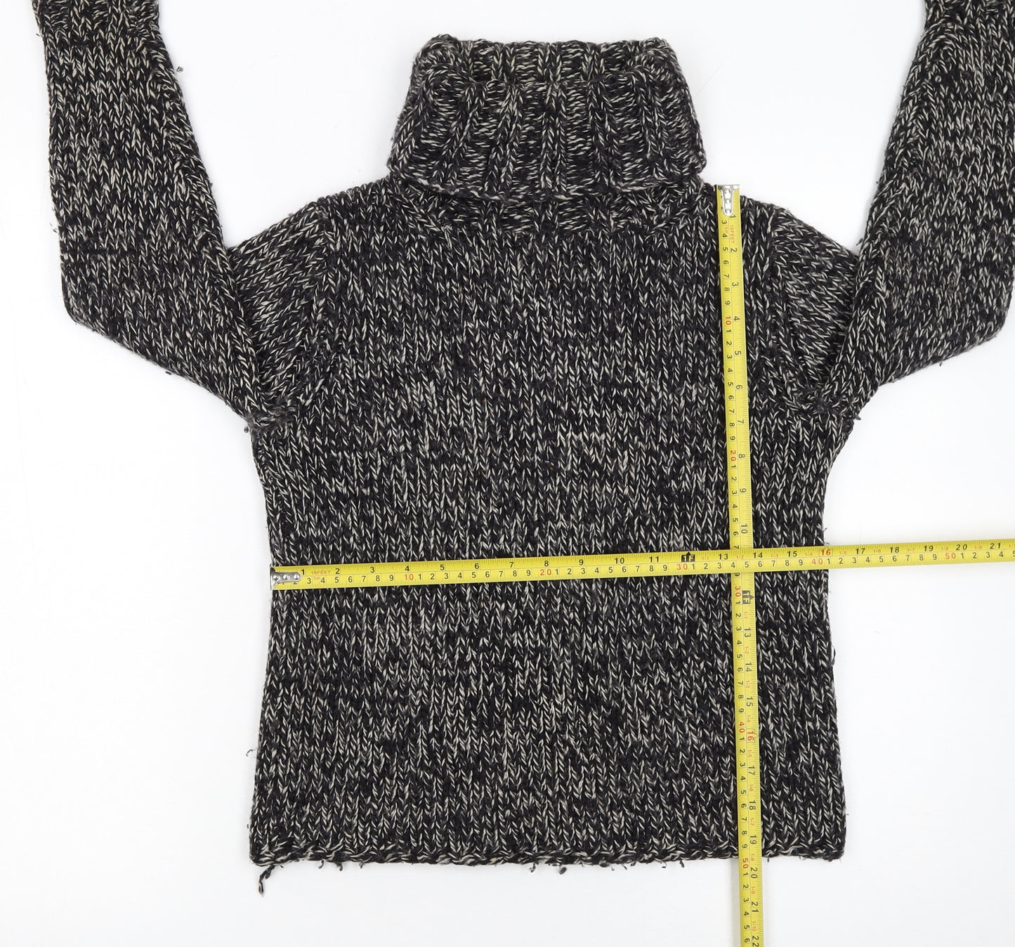 GAP Women’s Black Wool Blend Chunky Roll Neck Jumper Size S