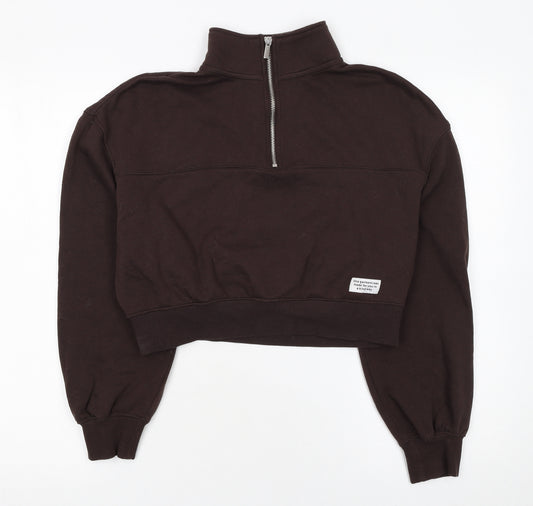 H&M Divided Women Brown 1/2 Zip Sweatshirt M