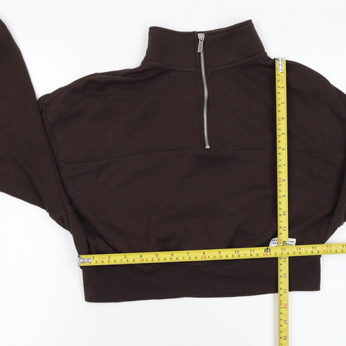 H&M Divided Women Brown 1/2 Zip Sweatshirt M