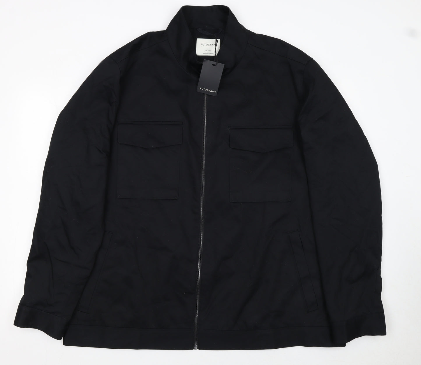 Marks and Spencer Autograph Men's Black 3XL Regular Cotton Zip Jacket