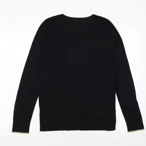 Oliver Bonas Womens Black Small Pullover Jumper with Gold M Logo