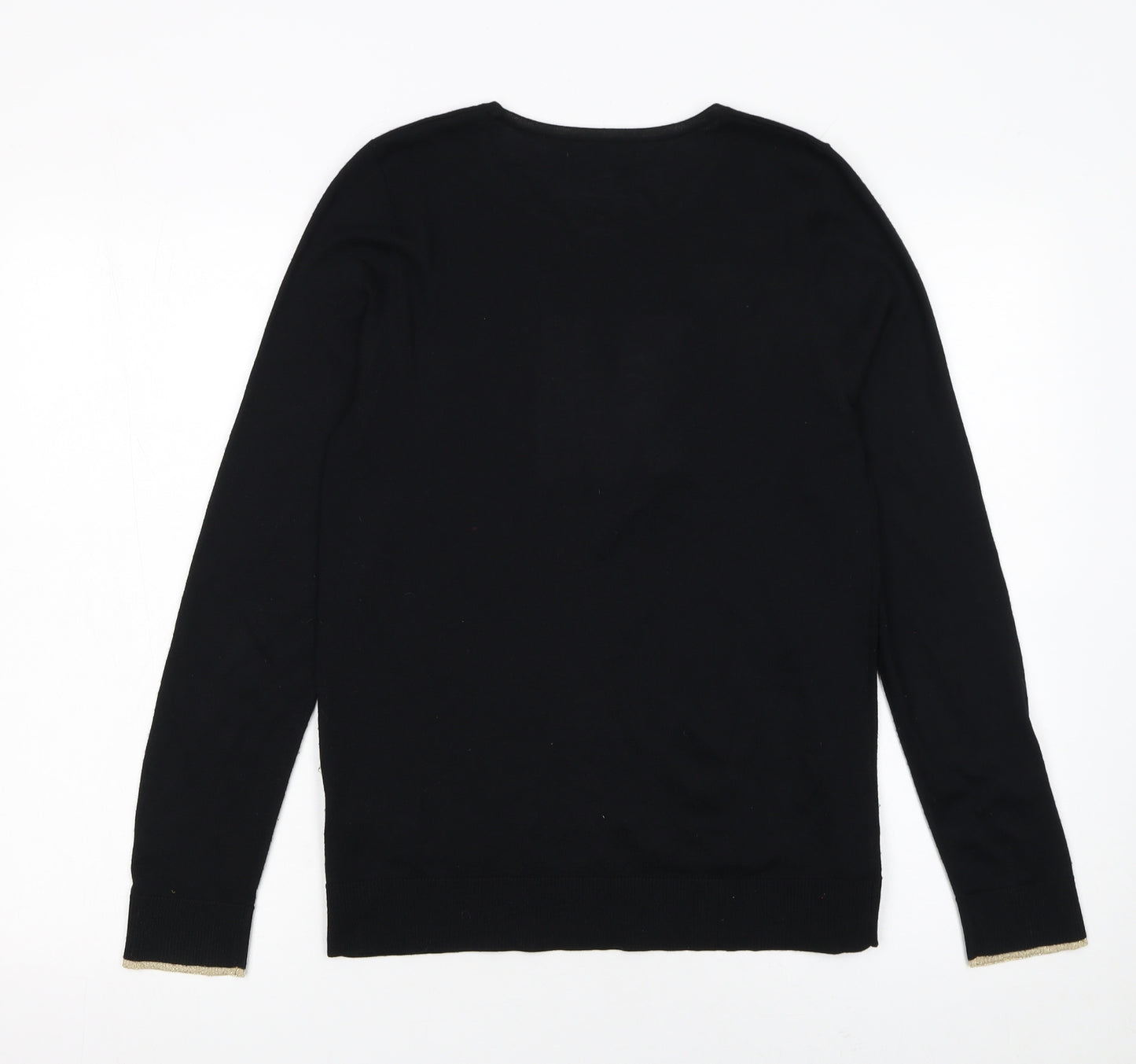 Oliver Bonas Womens Black Small Pullover Jumper with Gold M Logo