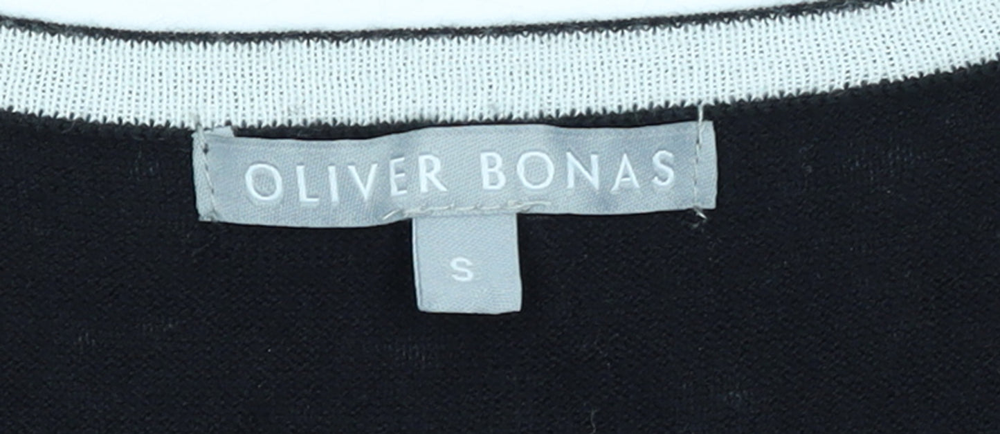 Oliver Bonas Womens Black Small Pullover Jumper with Gold M Logo
