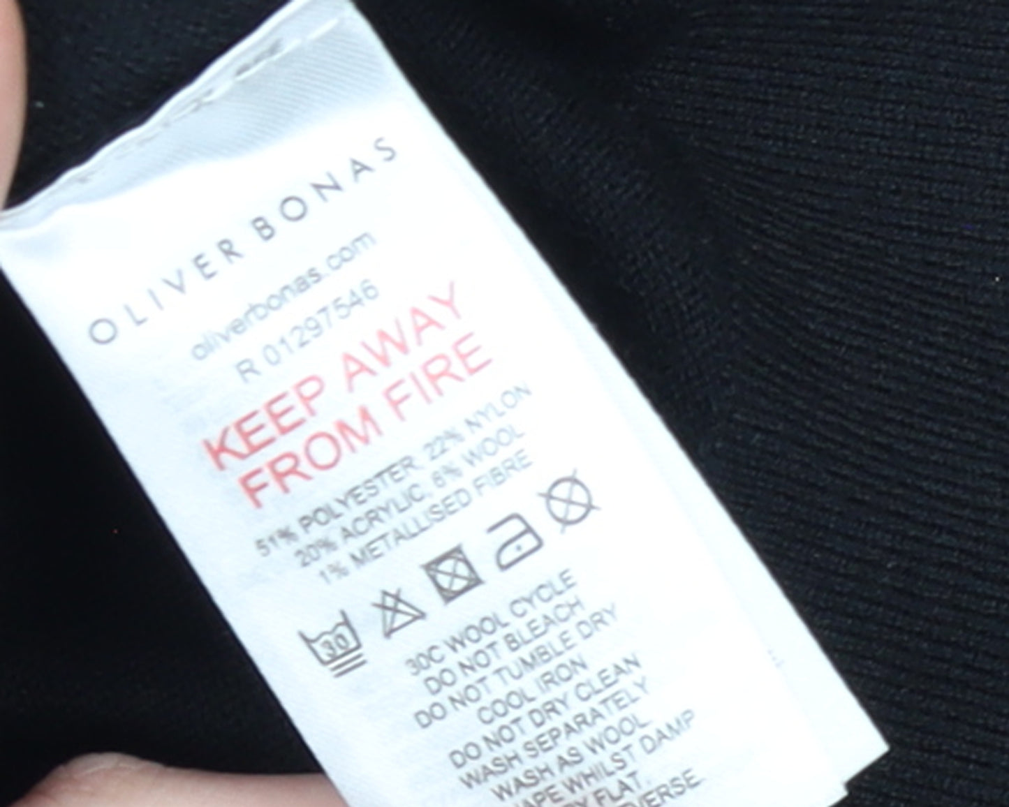 Oliver Bonas Womens Black Small Pullover Jumper with Gold M Logo