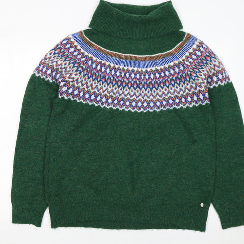 Brakeburn Womens Green Fair Isle Roll Neck Jumper Size 16