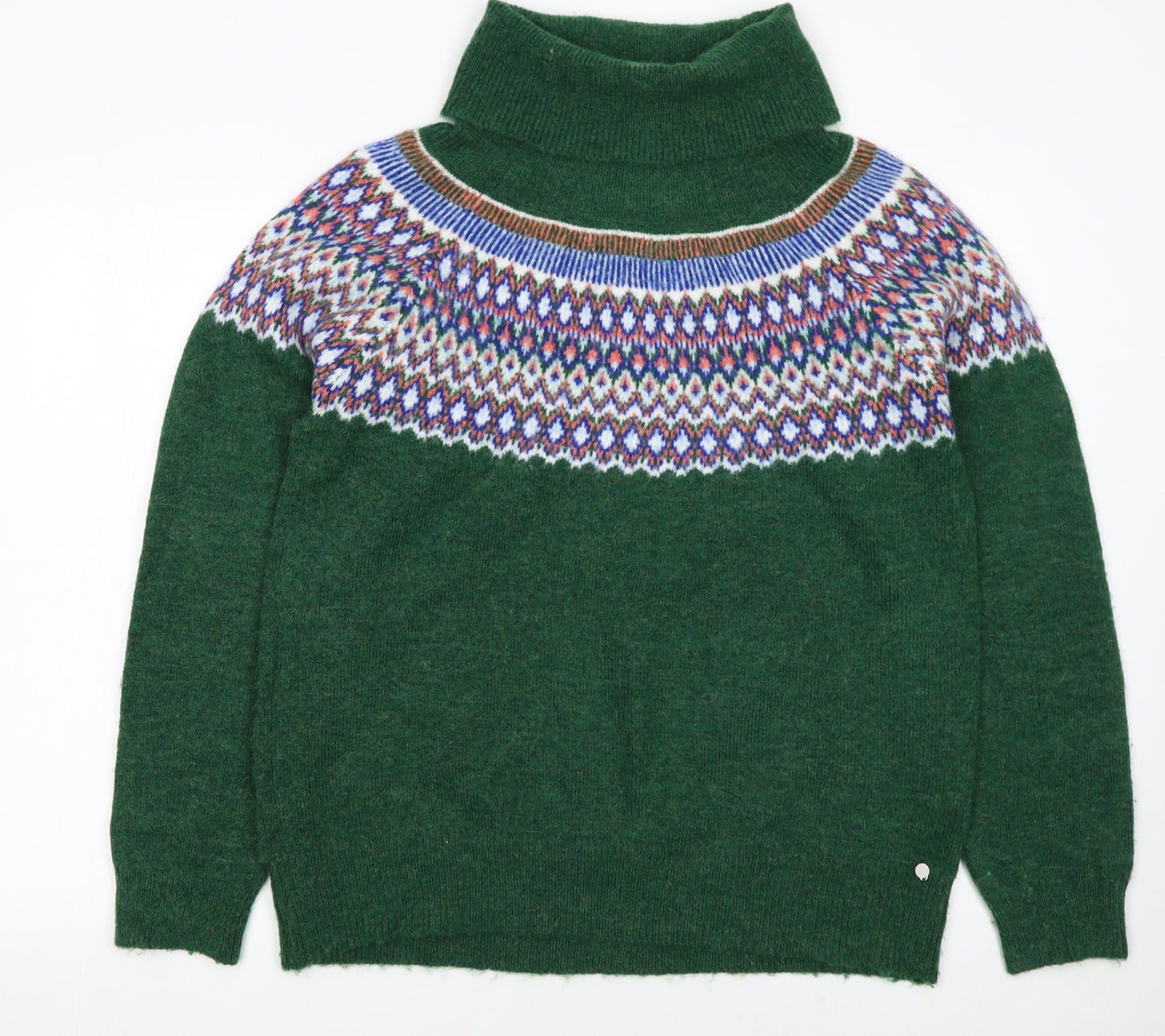 Brakeburn Womens Green Fair Isle Roll Neck Jumper Size 16