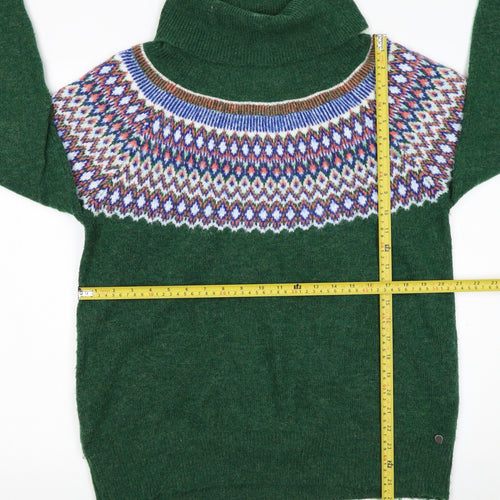 Brakeburn Womens Green Fair Isle Roll Neck Jumper Size 16