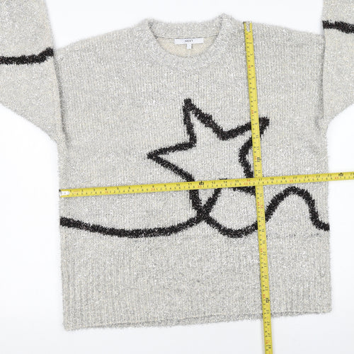 Next Women’s Grey Metallic Star Knit Pullover Jumper Size L