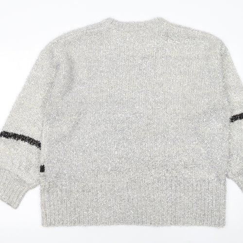 Next Women’s Grey Metallic Star Knit Pullover Jumper Size L