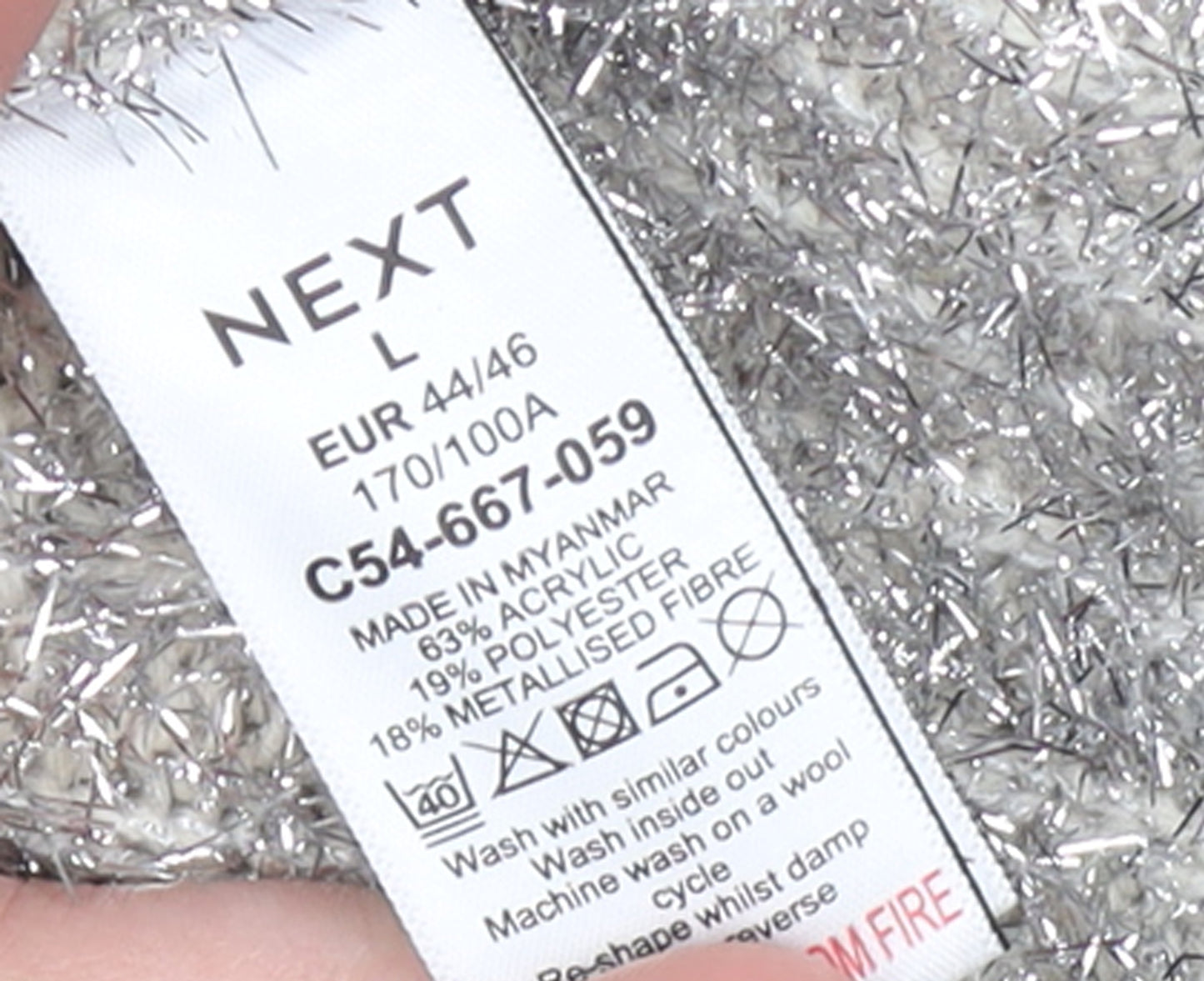 Next Women’s Grey Metallic Star Knit Pullover Jumper Size L