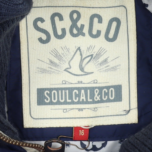 SoulCal & Co Women's Blue Hooded Puffer Waistcoat Size 16