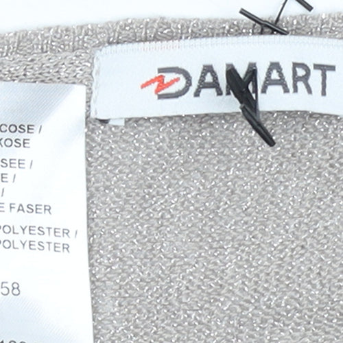 Damart Women Silver Long Sleeve Ruffle Knit Pullover Jumper L